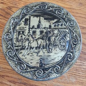 Vintage Decorative Tin with Horse Carriage Design